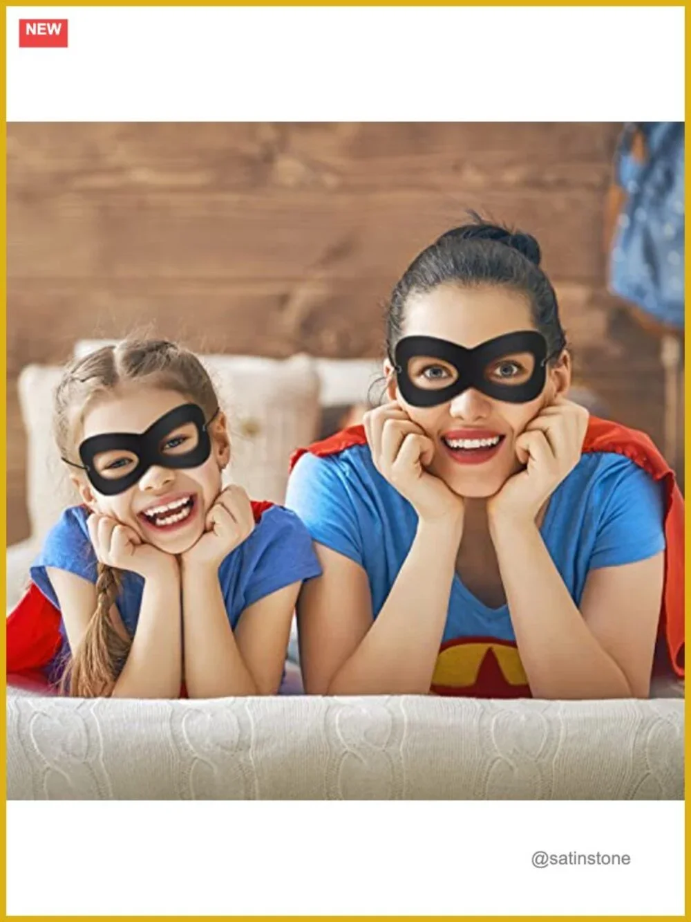 Black Felt Superhero Mask Set of 2 Adjustable Halloween Costume Party